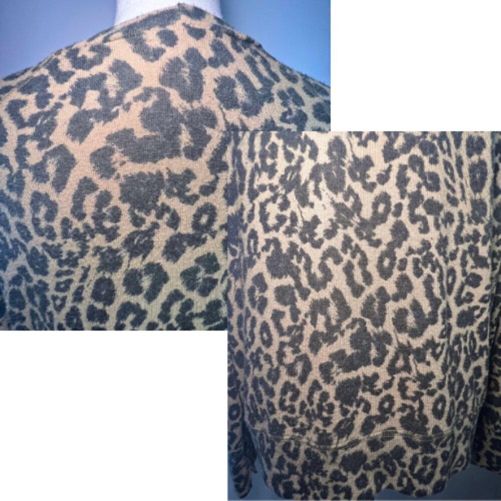 LNA Leopard Animal Print Raglan Brushed Knit Long Sleeve Top Size S - Picture 11 of 11